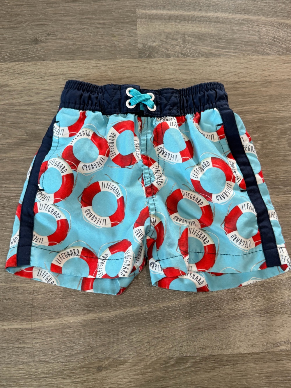 Shade Critters Baby Boy Lifeguard Swim Trunks Size 6-12M Blue Board Shorts